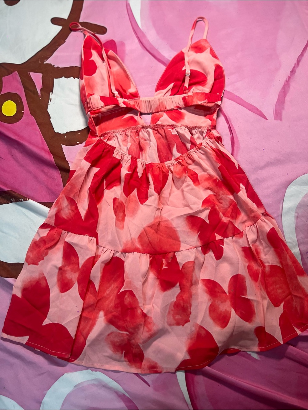 Girls' Pink & Red Floral Sundress